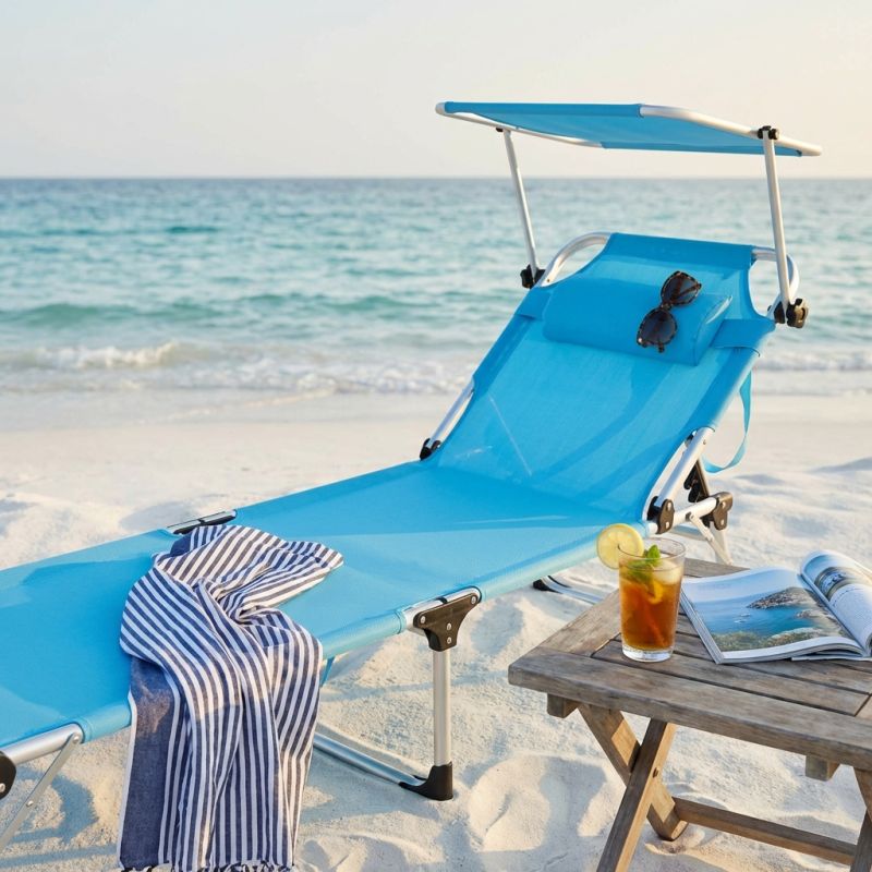 brandina pieghevole prendisole da mare in alluminio colore casuale cm 215 x 71 x 37 h