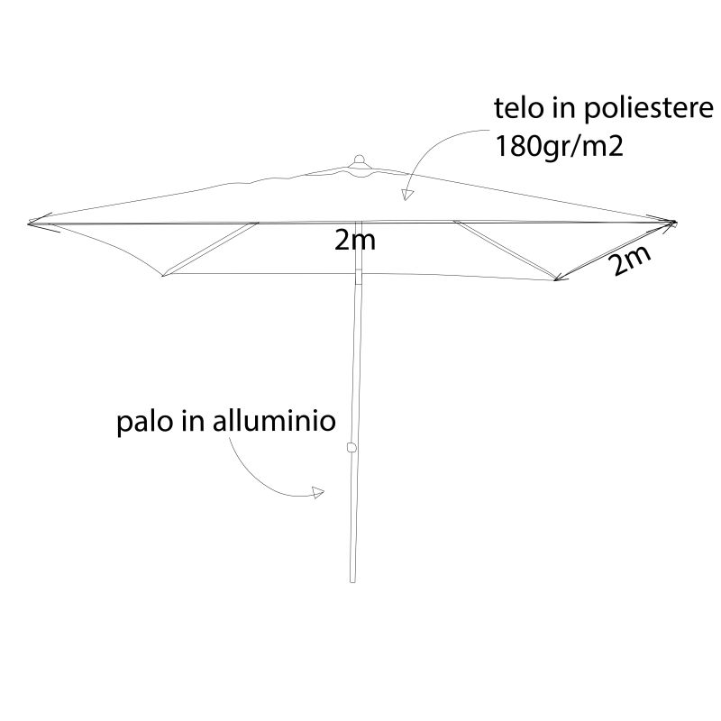 SERTUM - ombrellone da giardino palo centrale 2 x 2