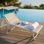 HUGO - lettino mare prendisole pieghevole in alluminio con tettuccio