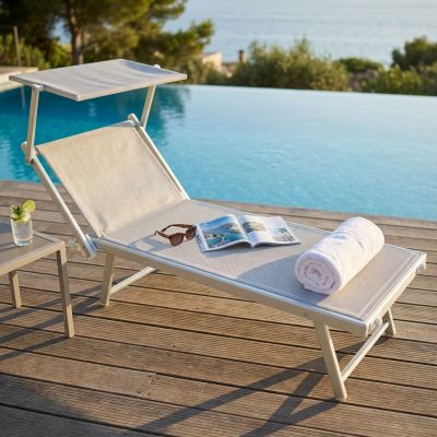 HUGO - lettino mare prendisole pieghevole in alluminio con tettuccio