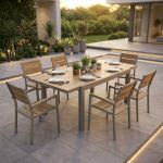 VIDUUS - set tavolo in alluminio e polywood cm 160/240 x 95 x 75 h con 6 poltrone Viduus