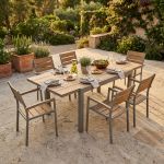 VIDUUS - set tavolo in alluminio e polywood cm 160/240 x 95 x 75 h con 6 poltrone Viduus