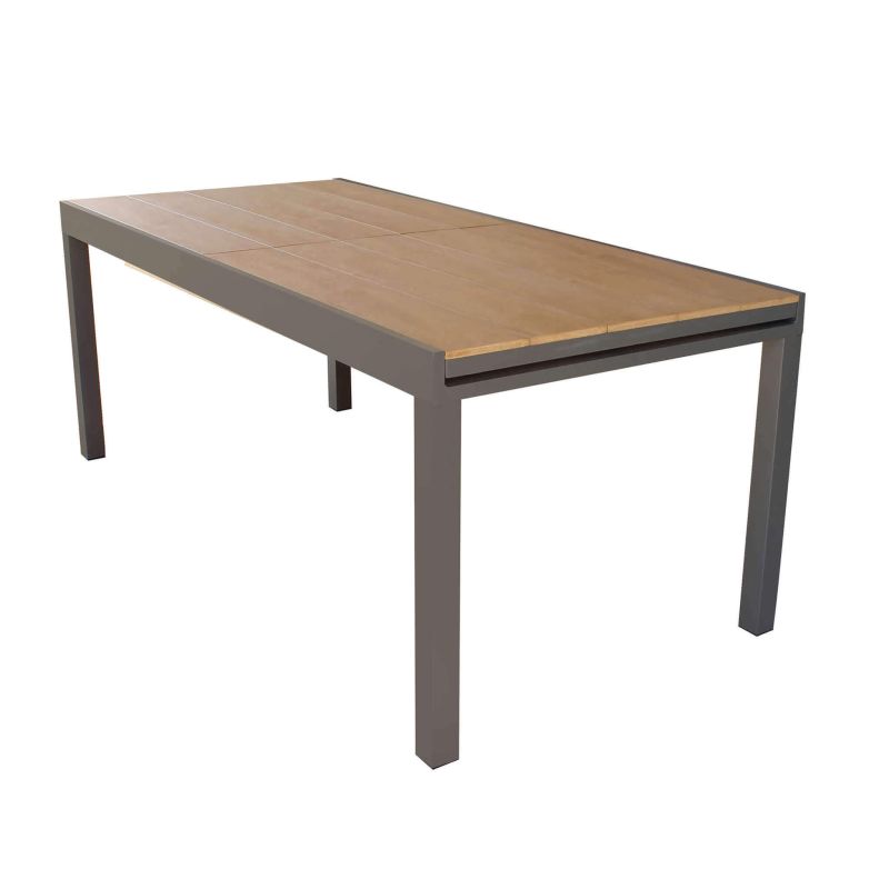 VIDUUS - set tavolo in alluminio e polywood cm 160/240 x 95 x 75 h con 6 poltrone Viduus