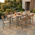 VIDUUS - set tavolo in alluminio e polywood cm 160/240 x 95 x 75 h con 8 poltrone Viduus