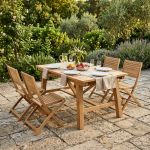 ORATOR - set tavolo in teak cm 160/240 x 90 x 77 h con 4 sedie Orator