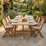 ORATOR - set tavolo in teak cm 160/240 x 90 x 77 h con 6 sedie Orator