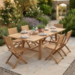 ORATOR - set tavolo in teak cm 160/240 x 90 x 77 h con 6 sedie Orator