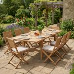 ORATOR - set tavolo in teak cm 160/240 x 90 x 77 h con 8 sedie Orator