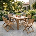 ORATOR - set tavolo in teak cm 160/240 x 90 x 77 h con 4 sedie e 2 poltrone Orator