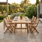 ORATOR - set tavolo in teak cm.220/300 x 100 x 77 h con 6 poltrone Orator