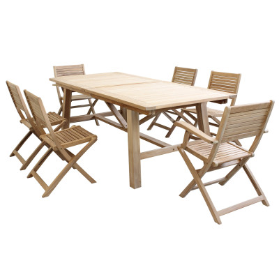 ORATOR - set tavolo in teak cm.220/300 x 100 x 77 h con 4 sedie e 2 poltrone Orator