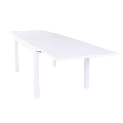 JERRI - set tavolo in alluminio cm 135/270 x 90 x 75 h con 6 poltrone Lotus