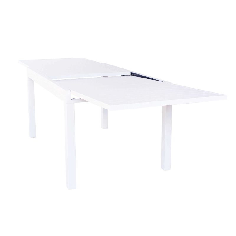 JERRI - set tavolo in alluminio cm 135/270 x 90 x 75 h con 6 poltrone Lotus