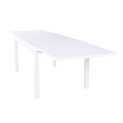 JERRI - set tavolo in alluminio cm 135/270 x 90 x 75 h con 8 poltrone Lotus