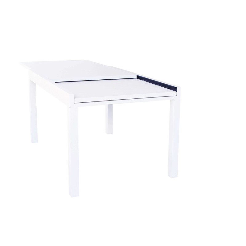 JERRI - set tavolo in alluminio cm 135/270 x 90 x 75 h con 8 poltrone Lotus