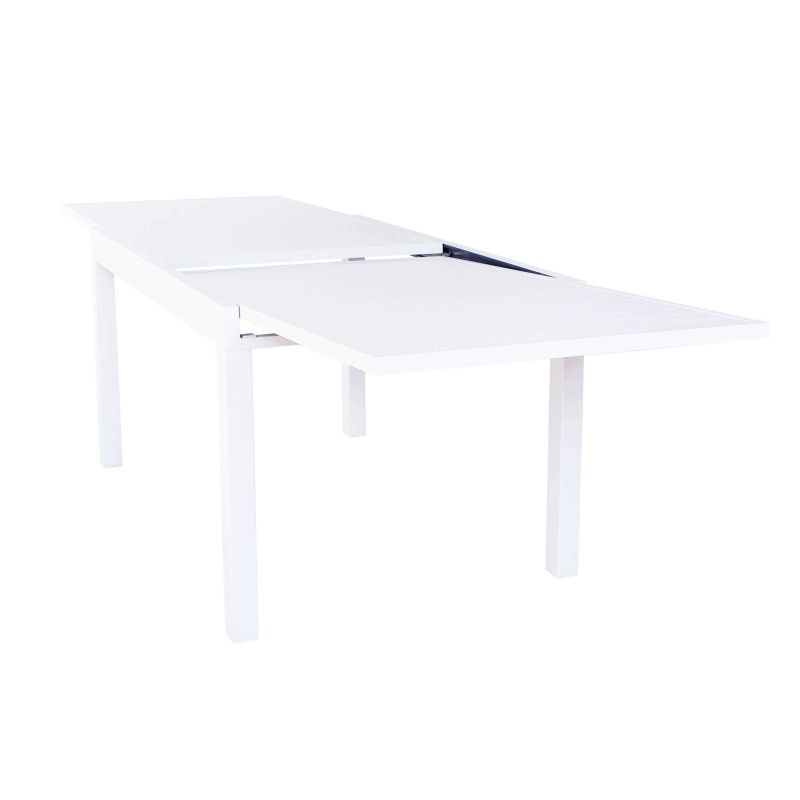 JERRI - set tavolo in alluminio cm 135/270 x 90 x 75 h con 8 poltrone Lotus