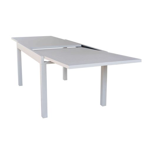 JERRI - set tavolo in alluminio cm 135/270 x 90 x 75 h con 6 poltrone Lotus