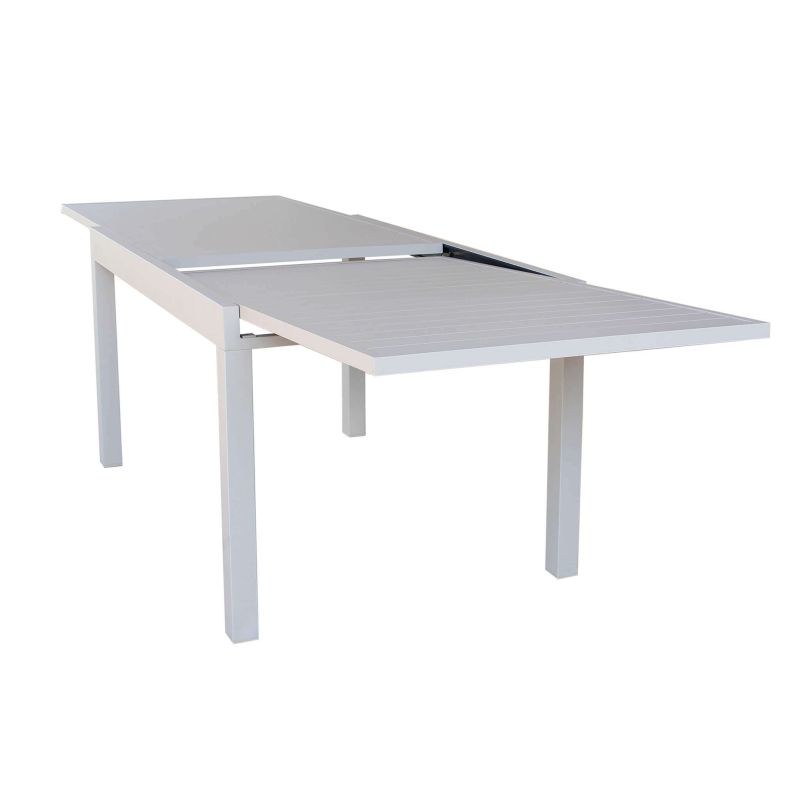 JERRI - set tavolo in alluminio cm 135/270 x 90 x 75 h con 6 poltrone Lotus