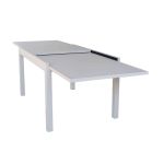 JERRI - set tavolo in alluminio cm 135/270 x 90 x 75 h con 6 poltrone Lotus