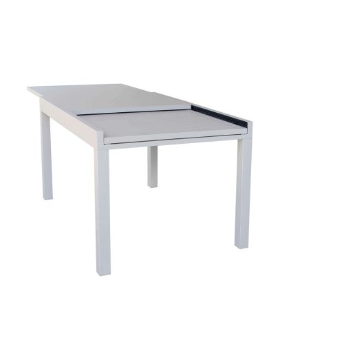 JERRI - set tavolo in alluminio cm 135/270 x 90 x 75 h con 6 poltrone Lotus