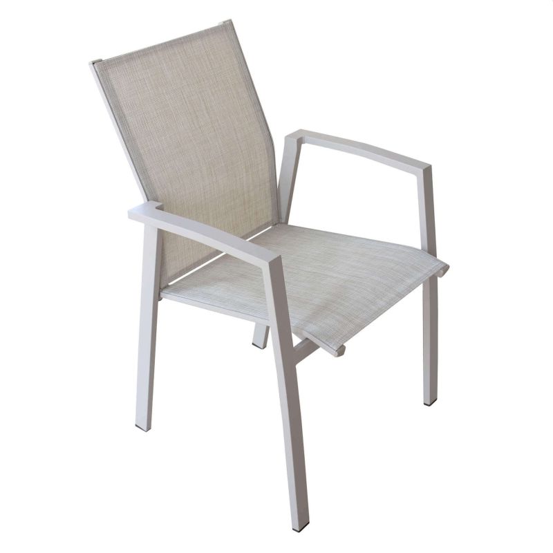 JERRI - set tavolo in alluminio cm 135/270 x 90 x 75 h con 8 poltrone Lotus