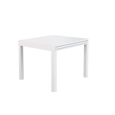 JERRI - set tavolo in alluminio cm 90/180 x 90 x 75 h con 4 poltrone Lotus