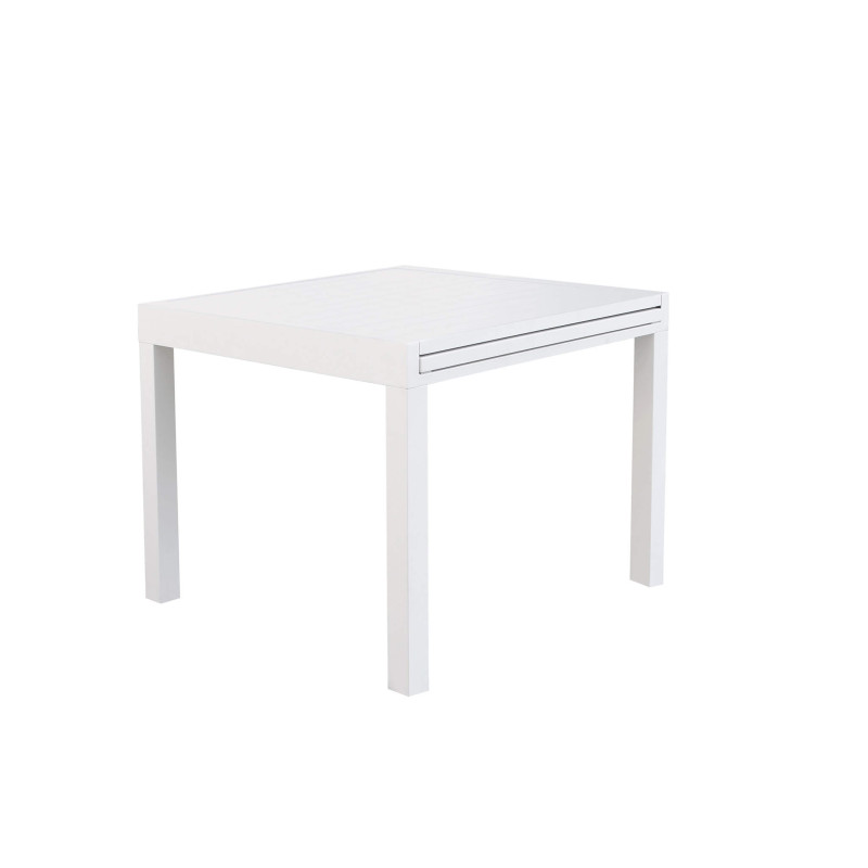 JERRI - set tavolo in alluminio cm 90/180 x 90 x 75 h con 4 poltrone Lotus