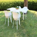 JERRI - set tavolo in alluminio cm 90/180 x 90 x 75 h con 4 poltrone Jessie