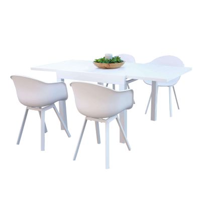 JERRI - set tavolo in alluminio cm 90/180 x 90 x 75 h con 4 poltrone Jessie