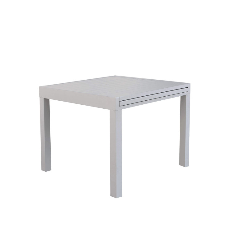 JERRI - set tavolo in alluminio cm 90/180 x 90 x 75 h con 6 poltrone Lotus