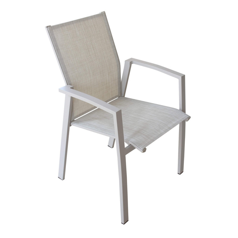 JERRI - set tavolo in alluminio cm 90/180 x 90 x 75 h con 6 poltrone Lotus