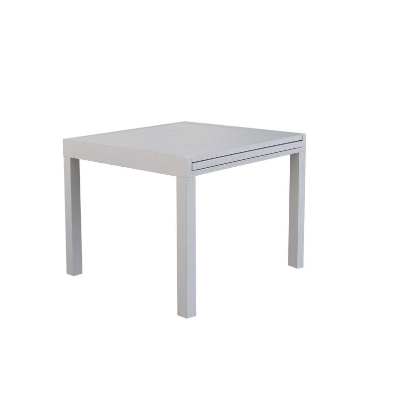 JERRI - set tavolo in alluminio cm 90/180 x 90 x 75 h con 6 poltrone Jessie