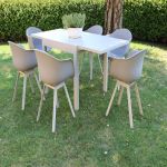 JERRI - set tavolo in alluminio cm 90/180 x 90 x 75 h con 6 poltrone Jessie