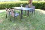 JERRI - set tavolo in alluminio cm 90/180 x 90 x 75 h con 4 poltrone Lotus