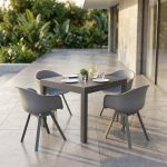 JERRI - set tavolo in alluminio cm 90/180 x 90 x 75 h con 4 poltrone Jessie