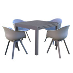 JERRI - set tavolo in alluminio cm 90/180 x 90 x 75 h con 4 poltrone Jessie