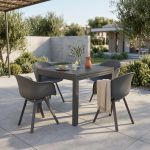 JERRI - set tavolo in alluminio cm 90/180 x 90 x 75 h con 4 poltrone Jessie