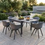 JERRI - set tavolo in alluminio cm 90/180 x 90 x 75 h con 6 poltrone Jessie