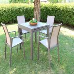 JERRI - set tavolo in alluminio cm 90/180 x 90 x 75 h con 4 poltrone Lotus