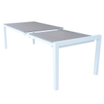 LOIS - set tavolo in alluminio cm 162/242 x 100 x 74 h con 6 poltrone Lotus