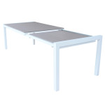 LOIS - set tavolo in alluminio cm 162/242 x 100 x 74 h con 4 poltrone Jessie