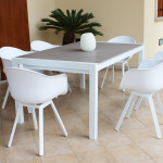 LOIS - set tavolo in alluminio cm 162/242 x 100 x 74 h con 6 poltrone Jessie