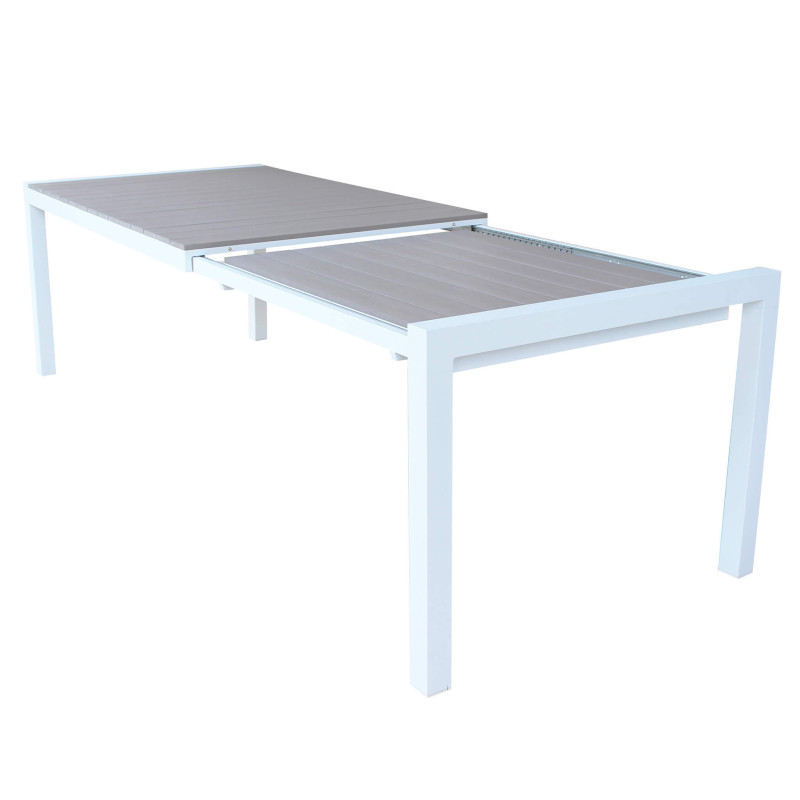 LOIS - set tavolo in alluminio cm 162/242 x 100 x 74 h con 8 poltrone Jessie
