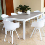 LOIS - set tavolo in alluminio cm 162/242 x 100 x 74 h con 8 poltrone Jessie