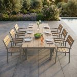 VIDUUS - set tavolo in alluminio e polywood cm 200/300 x 95 x 75 h con 8 poltrone Viduus