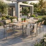 VIDUUS - set tavolo in alluminio e polywood cm 200/300 x 95 x 75 h con 8 poltrone Viduus