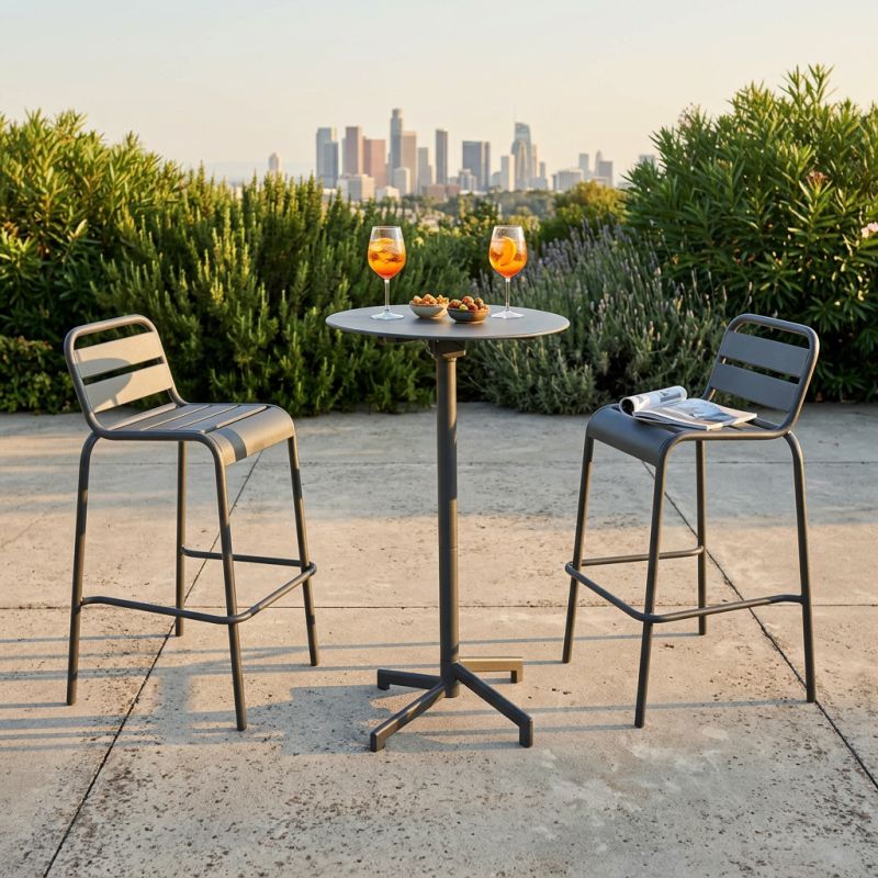 OPERA - set tavolo in metallo cm Ø 60 x 102 h con 2 sgabelle Opera