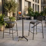 OPERA - set tavolo in metallo cm Ø 60 x 102 h con 2 sgabelle Opera