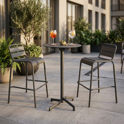 OPERA - set tavolo in metallo cm Ø 60 x 102 h con 2 sgabelle Opera