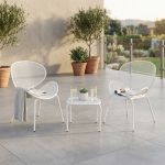 MIDDLE - set tavolo in metallo cm 41 x 41 x 43,5 h con 2 poltrone Herman